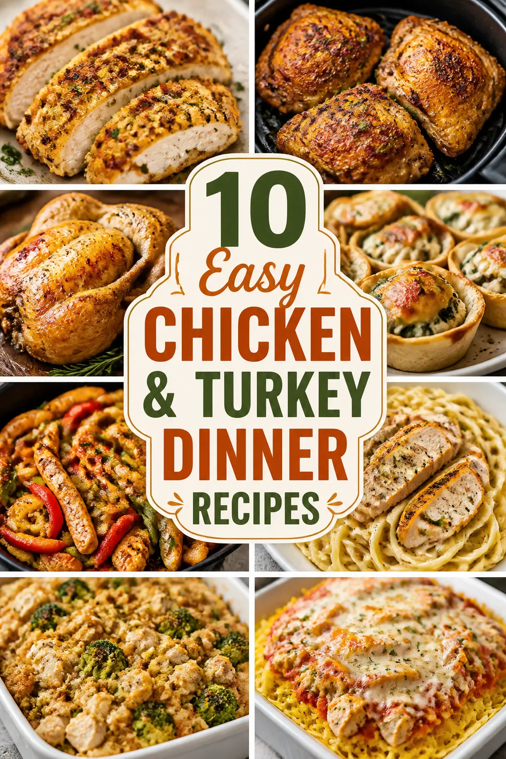 10 Easy Chicken & Turkey Dinner Recipes Pinterest pin