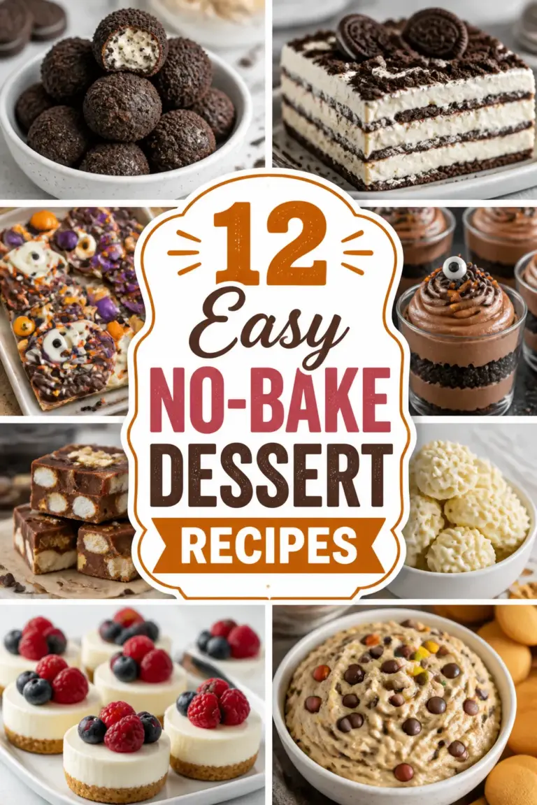 12 Easy No-Bake Dessert Recipes Pinterest pin