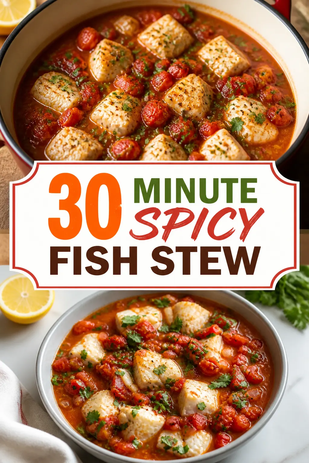 30 Minute Spicy Fish Stew Pinterest pin