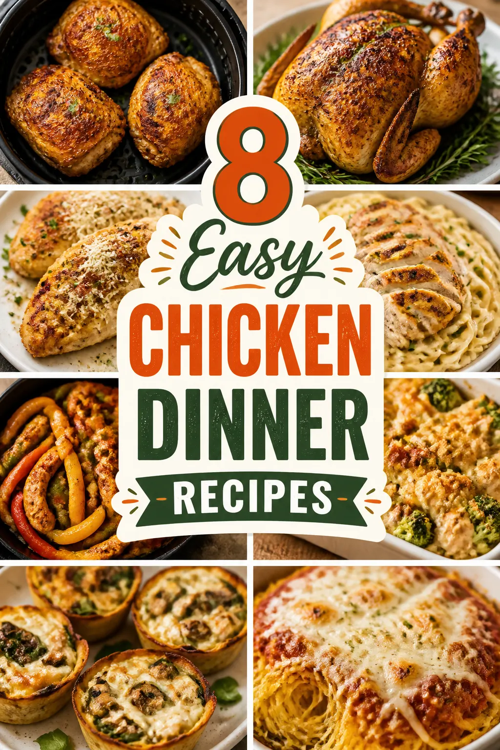 8 Easy Chicken Dinner Recipes Pinterest pin