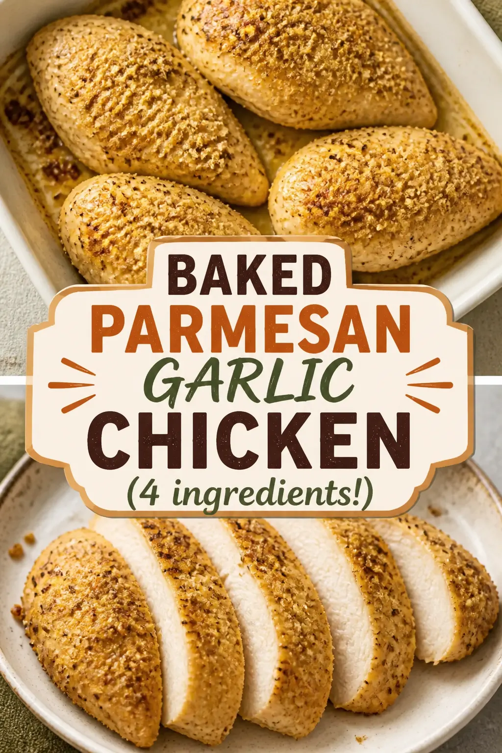 Baked Parmesan Garlic Chicken (4 ingredients!) Pinterest pin