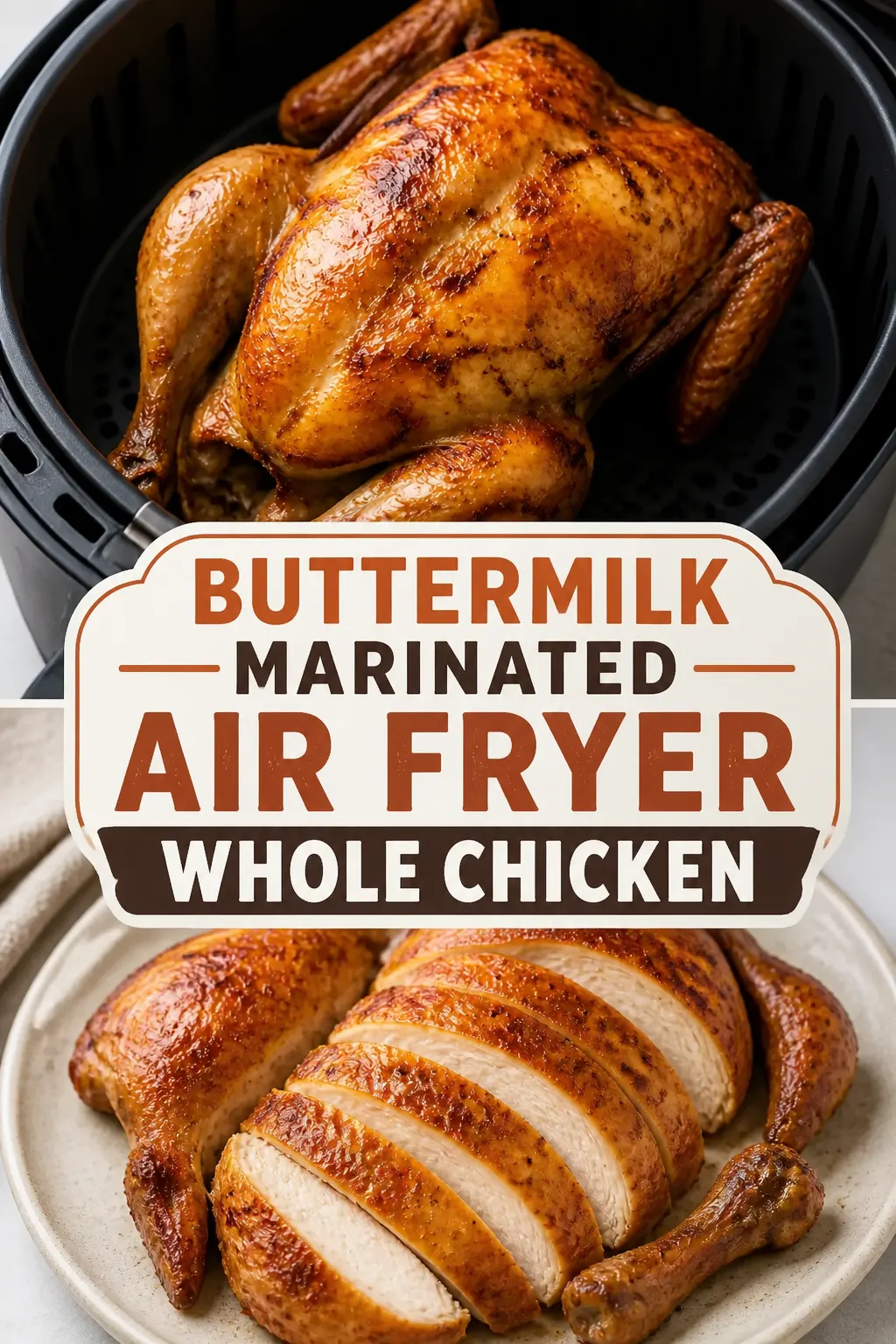 Buttermilk Marinated Air Fryer Whole Chicken Pinterest pin