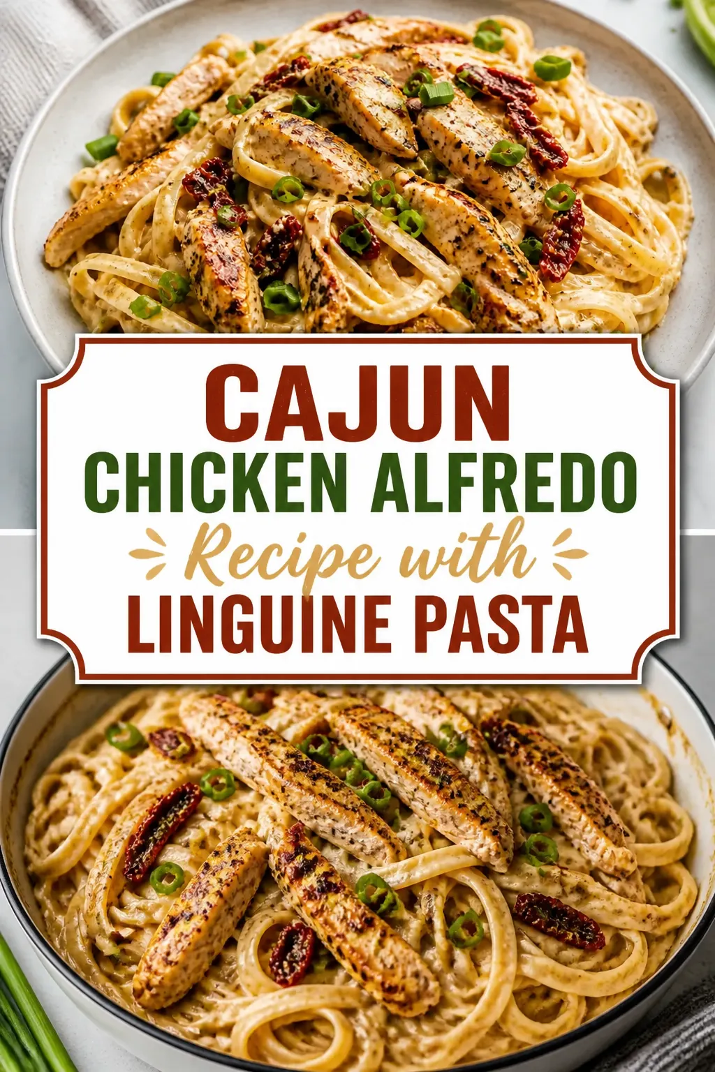 Cajun Chicken Alfredo Recipe with Linguine Pasta Pinterest pin