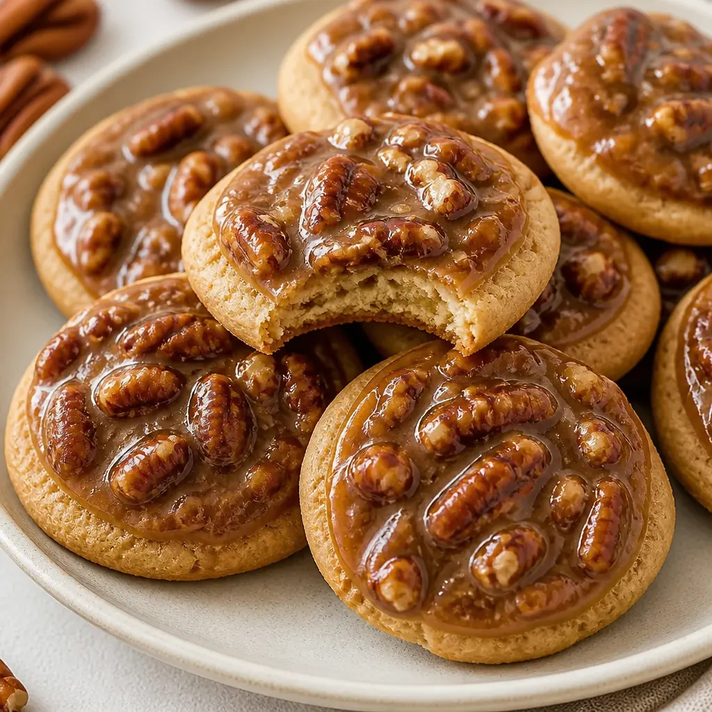 Caramel Pecan Sticky Bun Cookies close-up view
