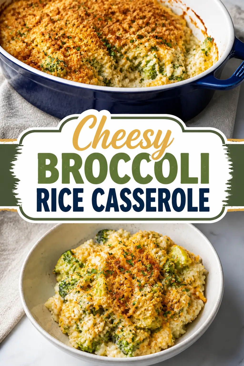 Cheesy Broccoli Rice Casserole Pinterest pin