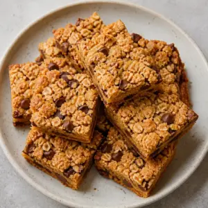 Chewy Chocolate Chip Blondies with Oatmeal Cookie Streusel