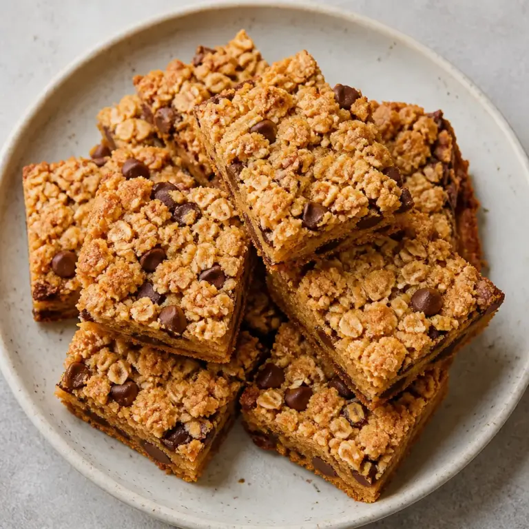 Chewy Chocolate Chip Blondies with Oatmeal Cookie Streusel