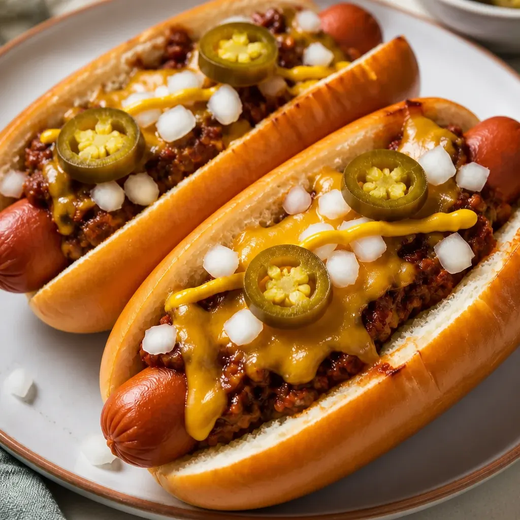 Chili Cheese Dogs close-up view