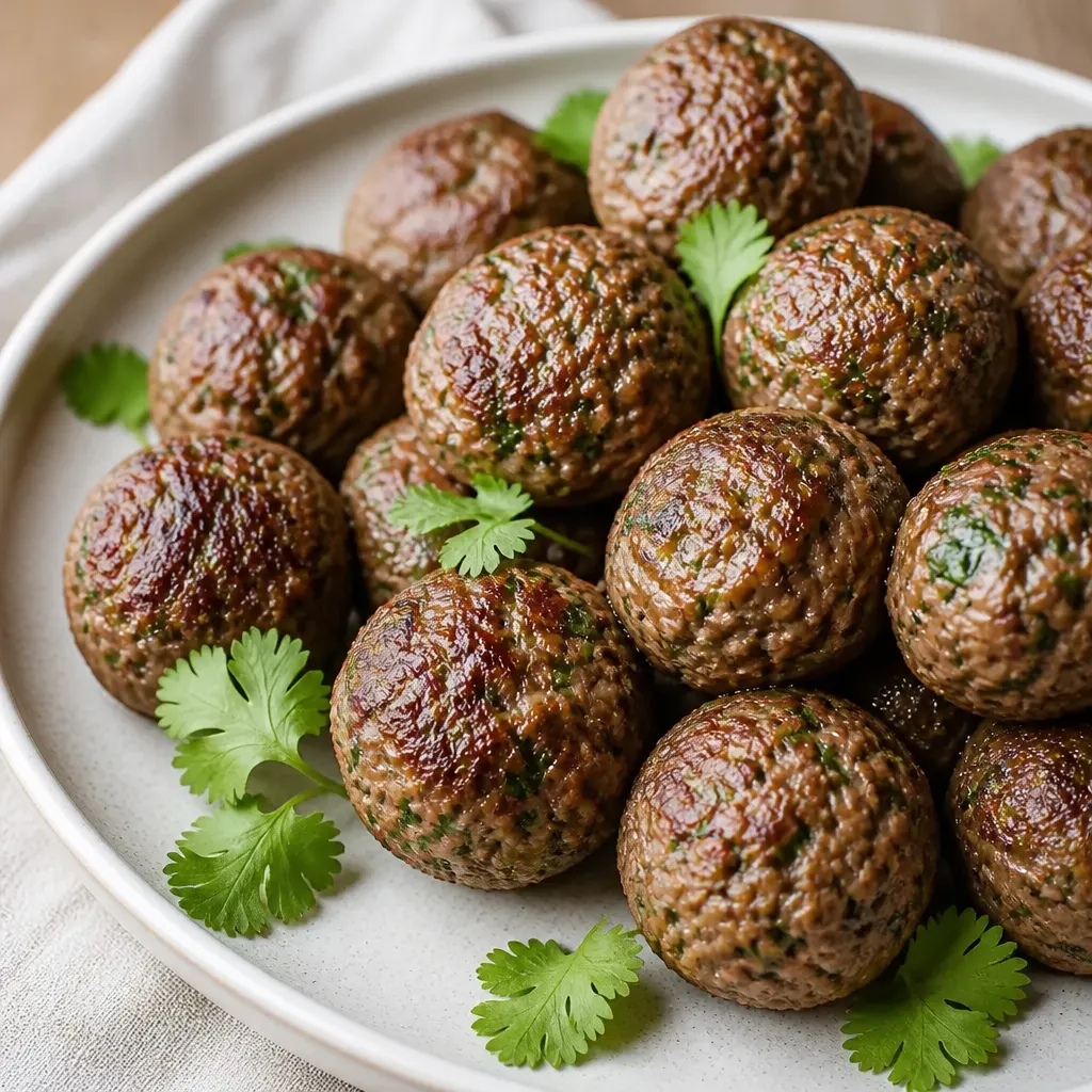 Cilantro Meatballs close-up view