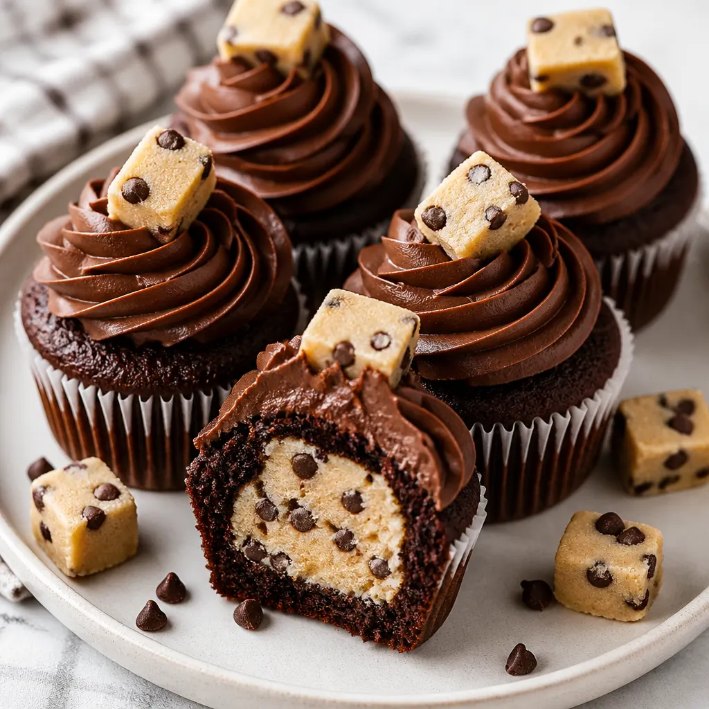Cookie Dough Stuffed Cupcakes