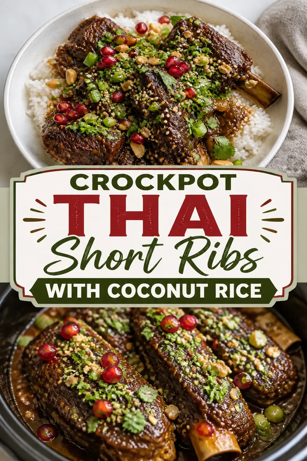 Crockpot Thai Short Ribs with Coconut Rice Pinterest pin