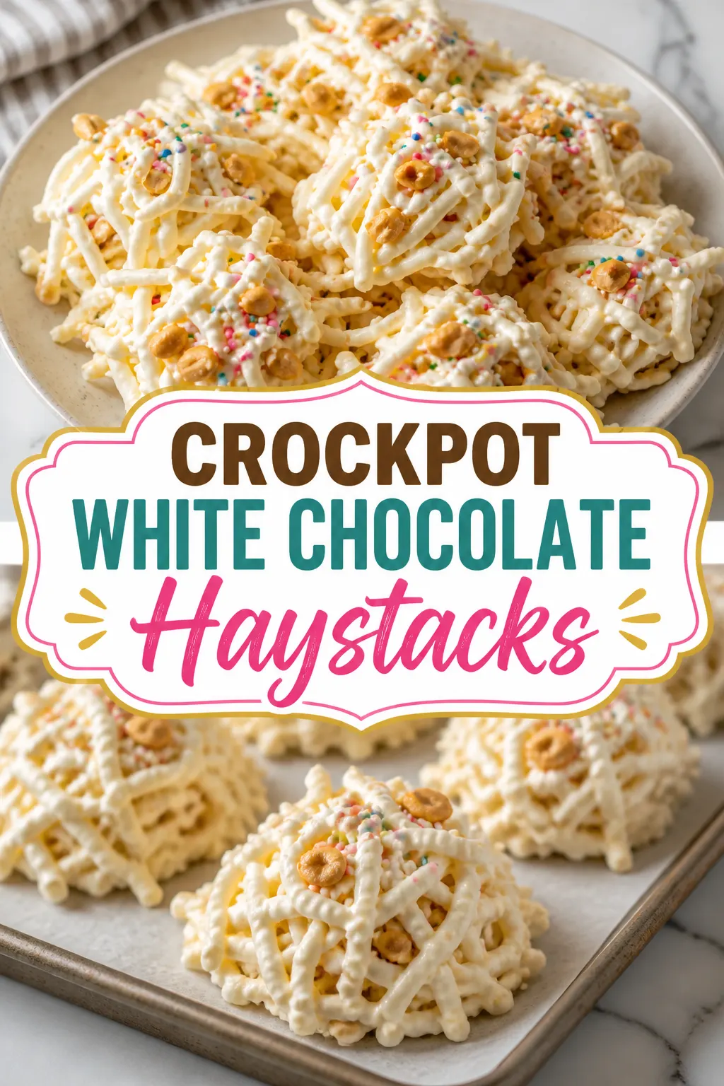Crockpot White Chocolate Haystacks Pinterest pin