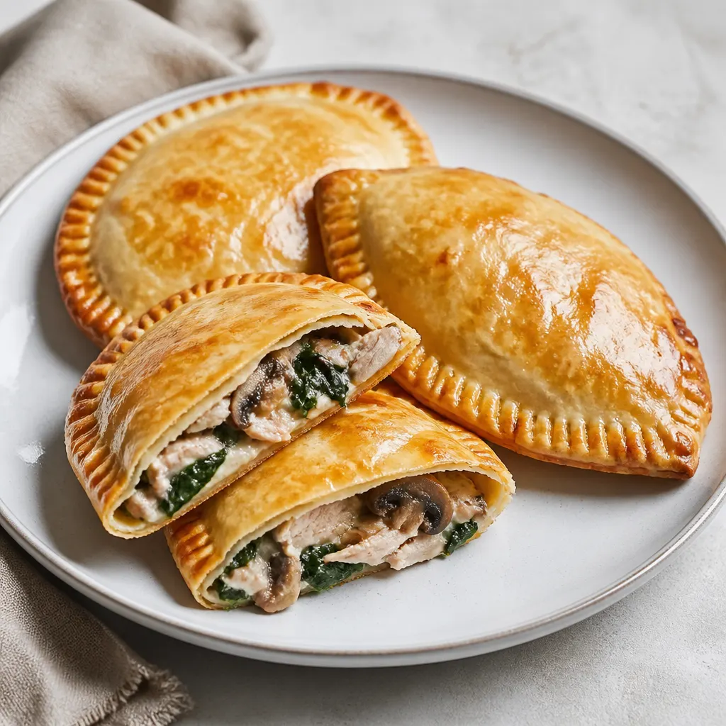 Easy Air Fryer Chicken, Mushroom & Spinach Tortilla Pies