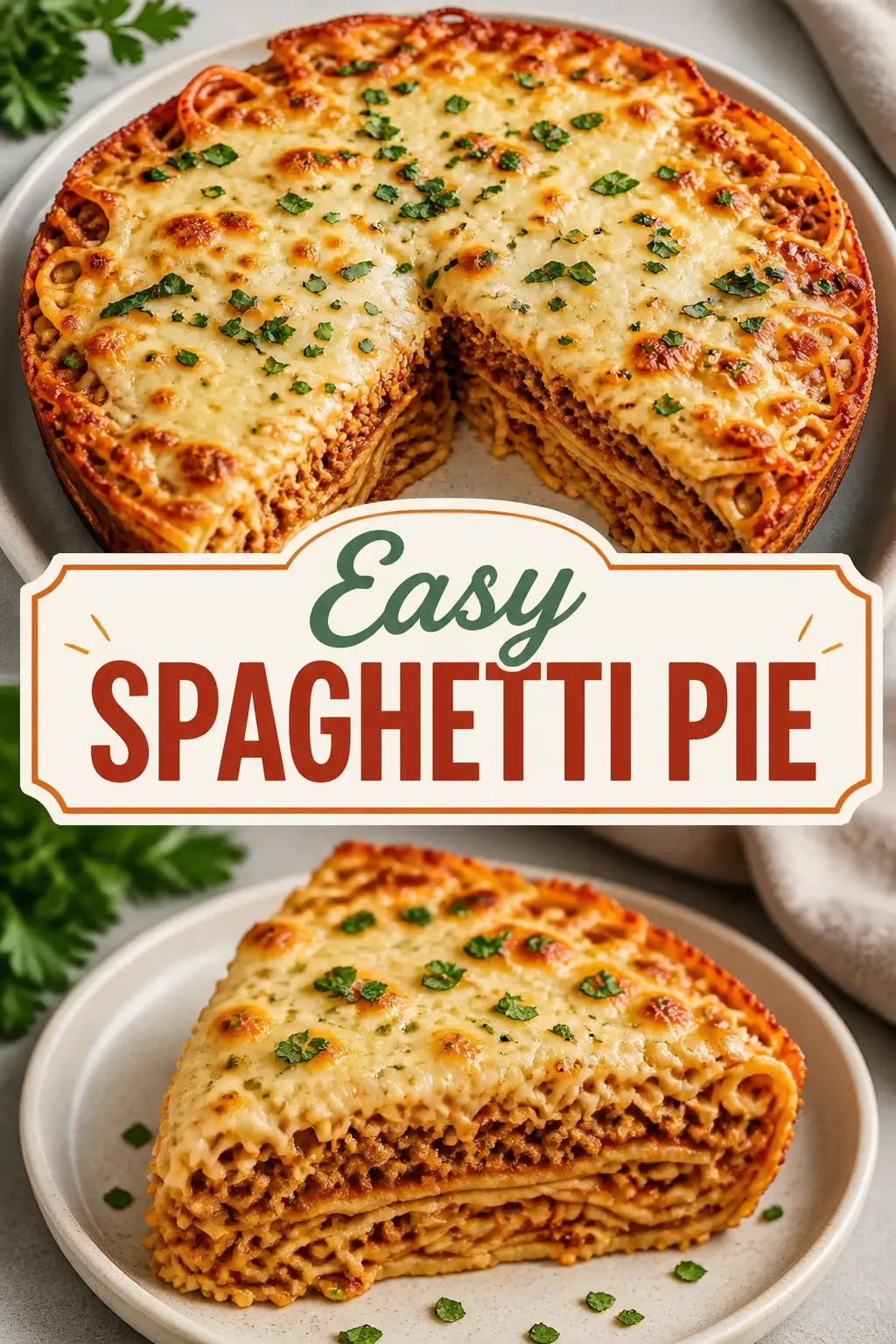 Easy Spaghetti Pie Pinterest pin