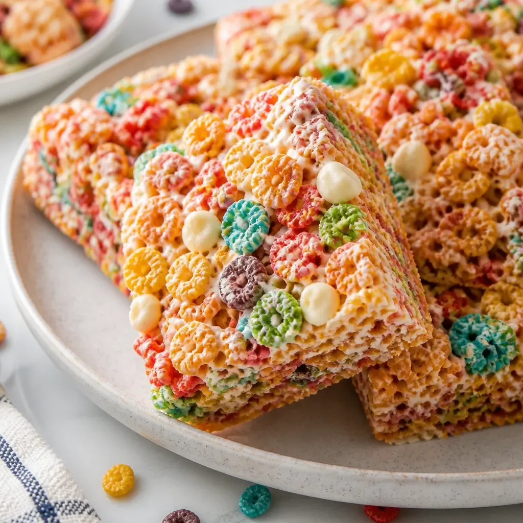 Fruity Pebble Treats close-up view