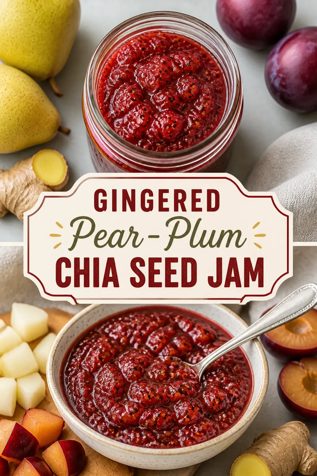 Gingered Pear-Plum Chia Seed Jam Pinterest pin