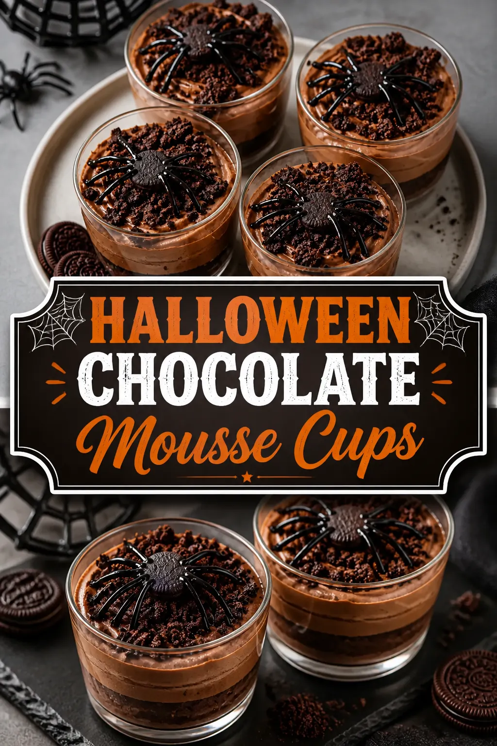 Halloween Chocolate Mousse Cups Pinterest pin