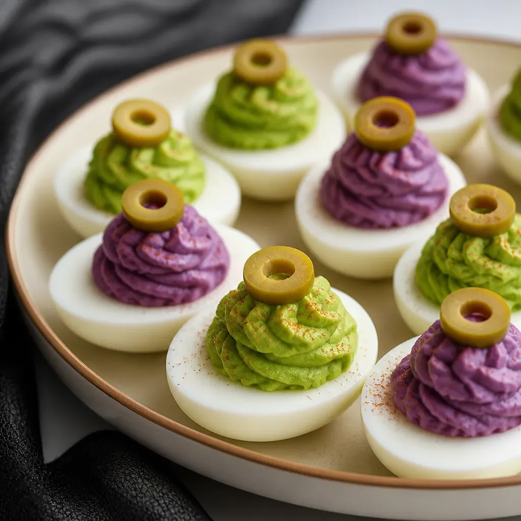 Halloween Deviled Eggs close-up view