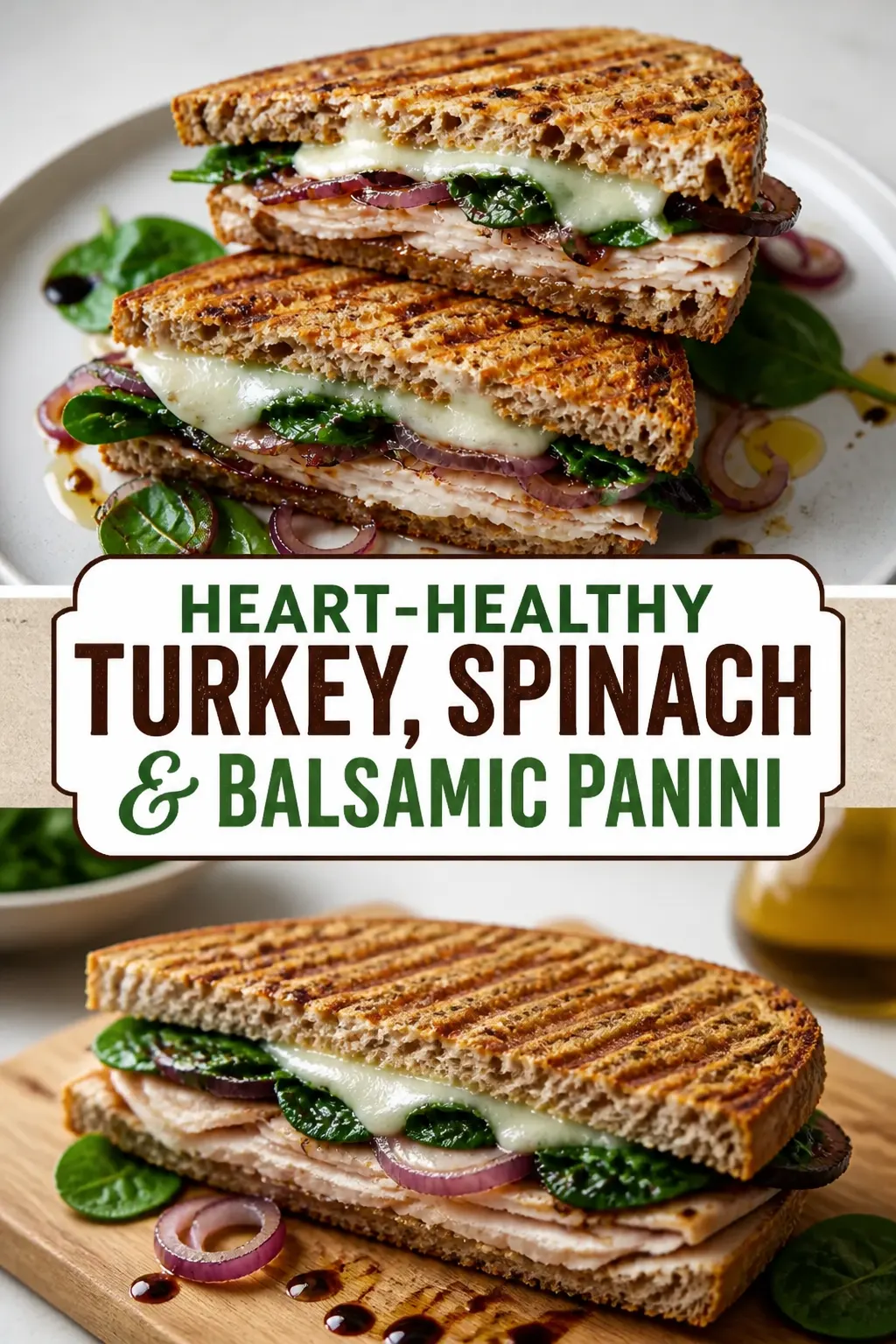 Heart-Healthy Turkey, Spinach & Balsamic Panini Pinterest pin