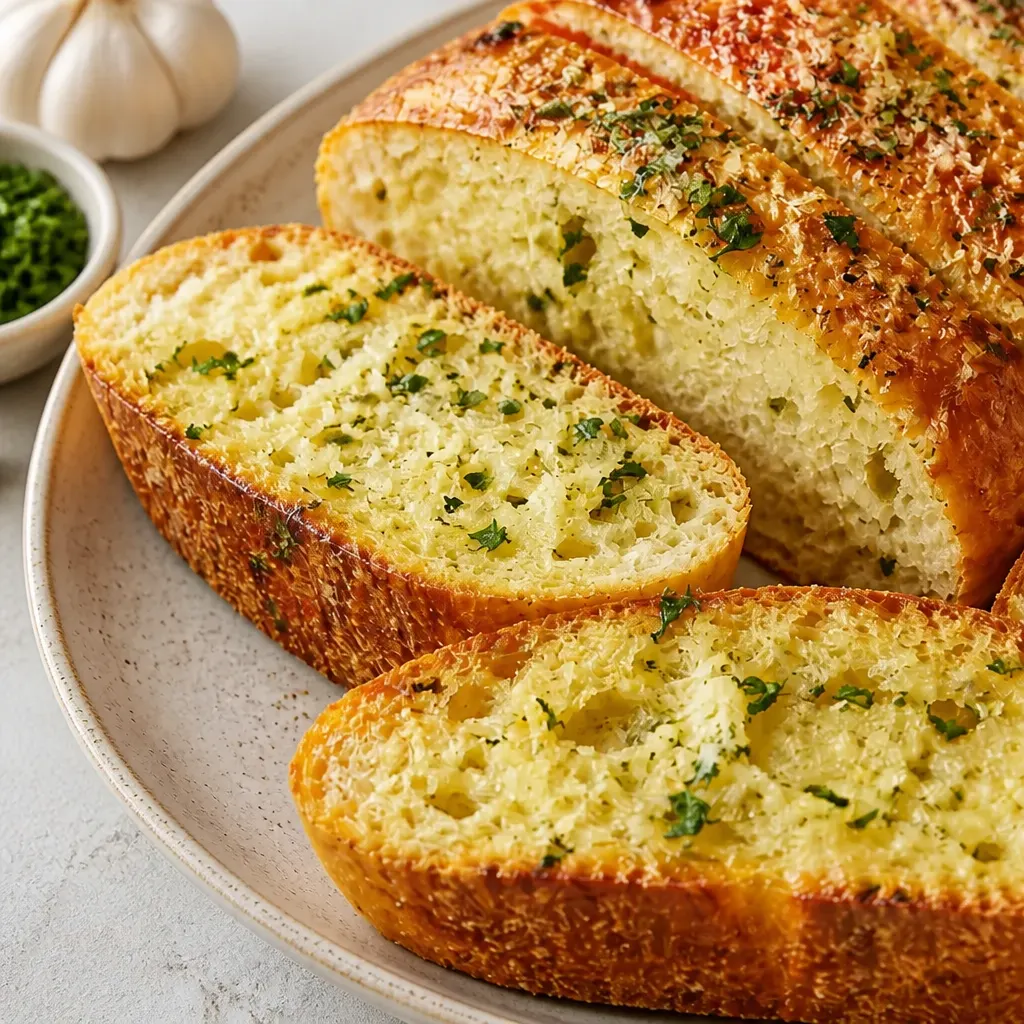 How to make the best garlic bread close-up view