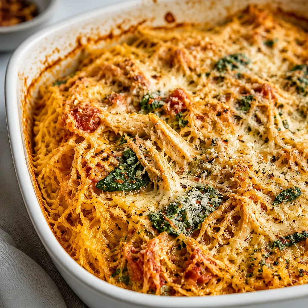 Italian-Style Spaghetti Squash Casserole close-up view