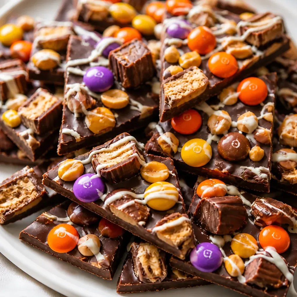 Leftover Halloween Candy Bark close-up view