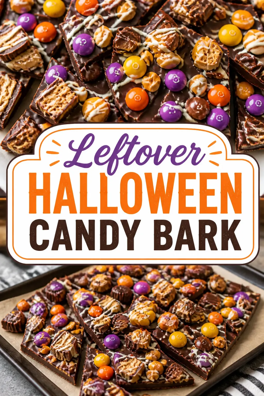 Leftover Halloween Candy Bark Pinterest pin