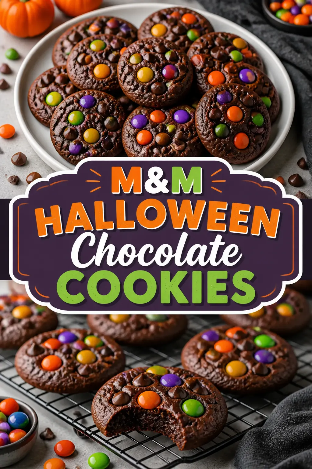 M&M Halloween Chocolate Cookies Pinterest pin
