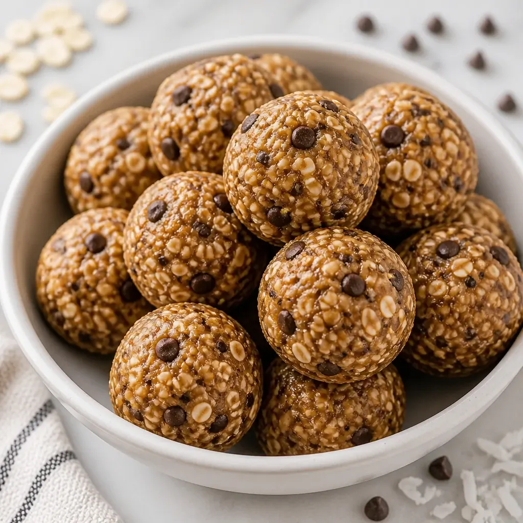 No Bake Chocolate Chip Energy Bites close-up view