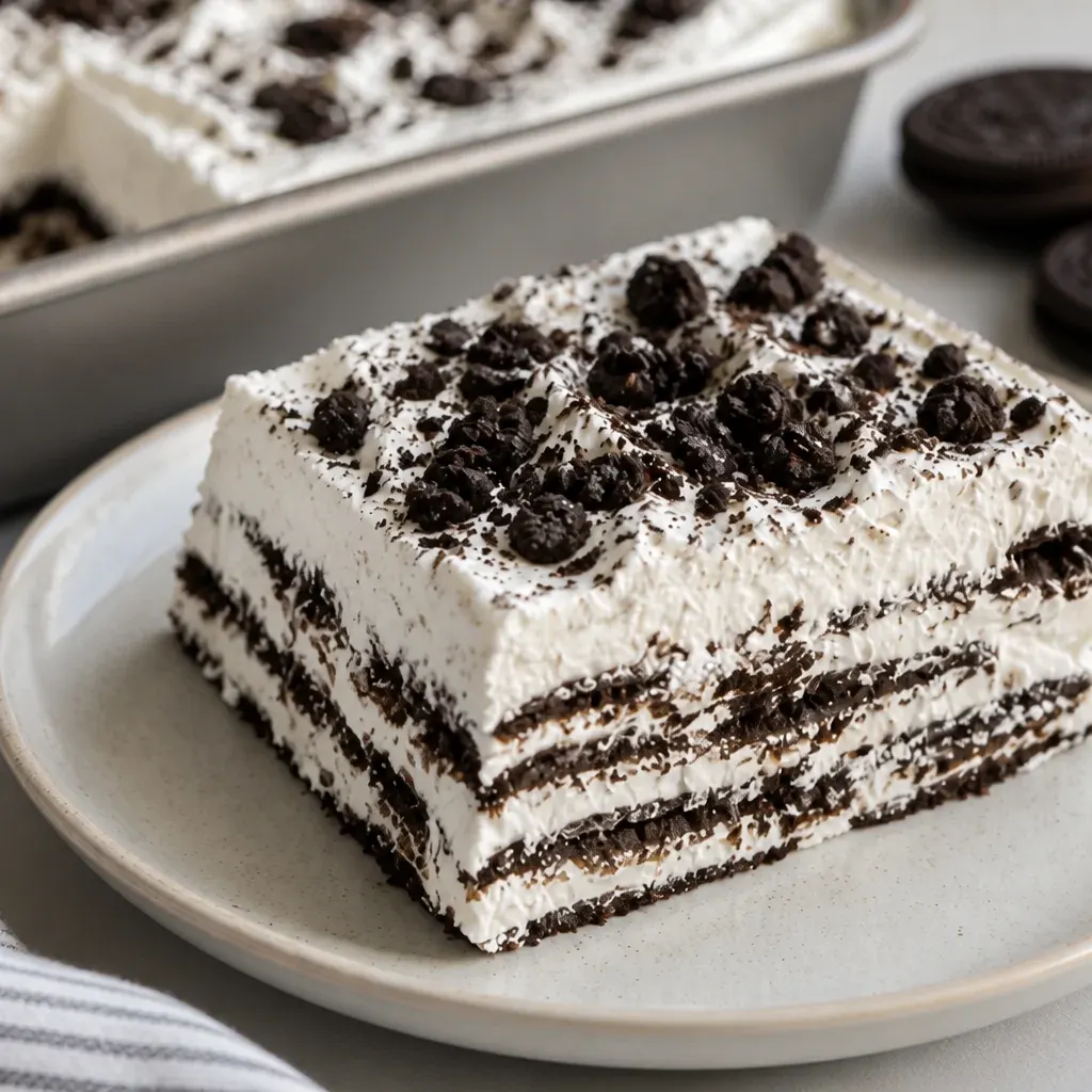 Oreo Icebox Cake close-up view