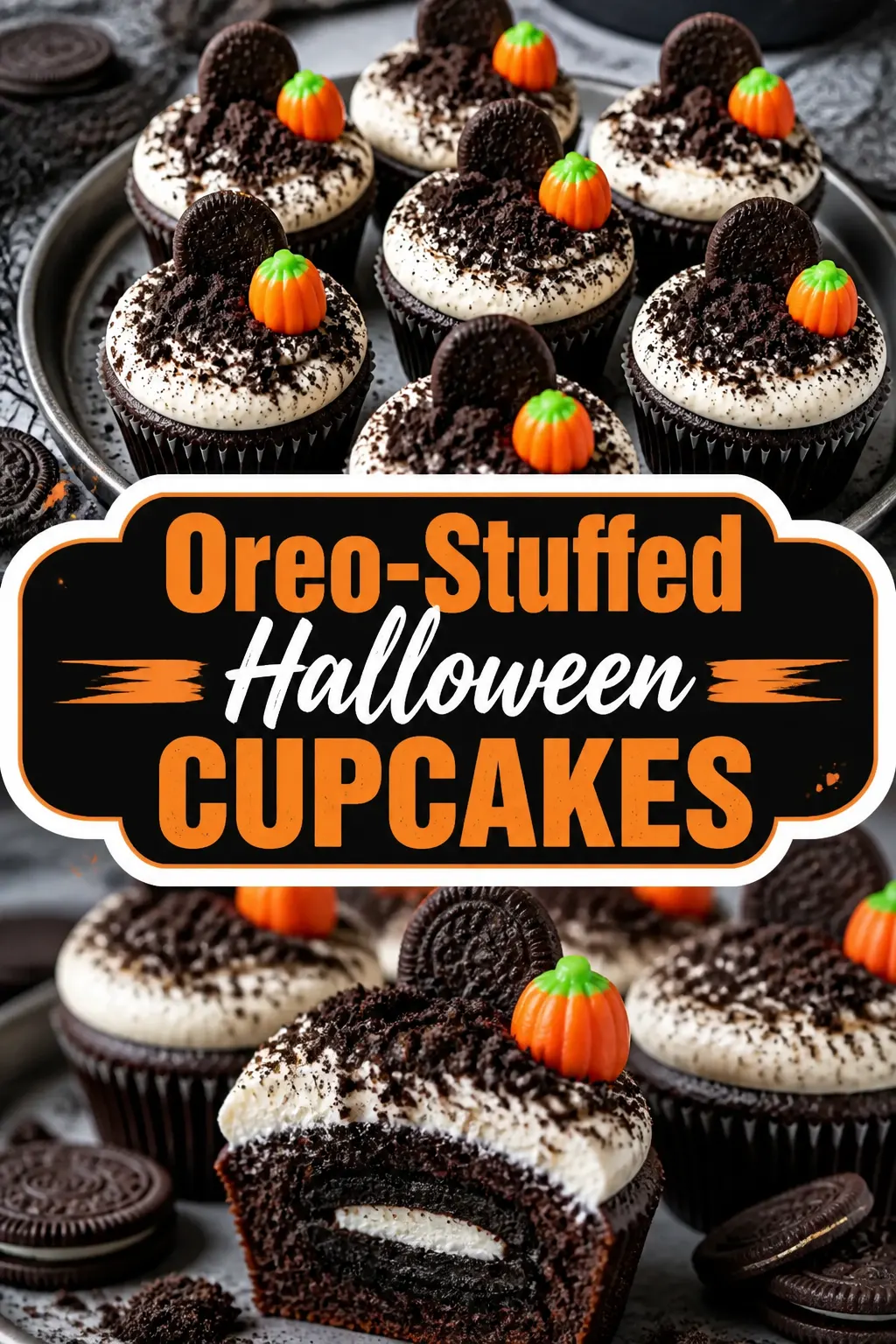 Oreo-Stuffed Halloween Cupcakes Pinterest pin