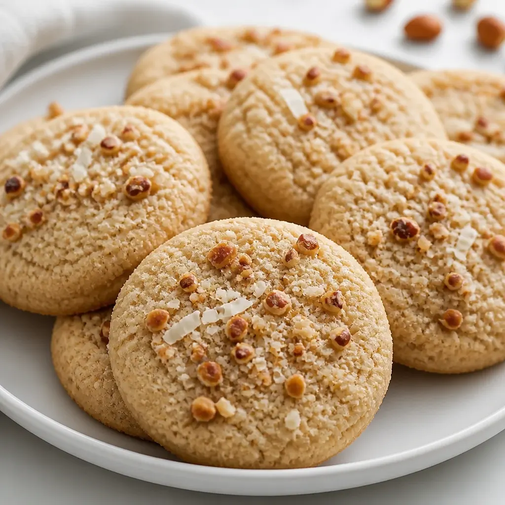Pecan, Coconut and Brown Sugar Shortbread Cookies close-up view
