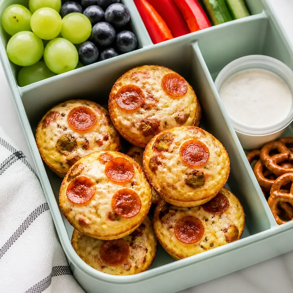 Pepperoni Pizza Egg Cups Snack Box close-up view