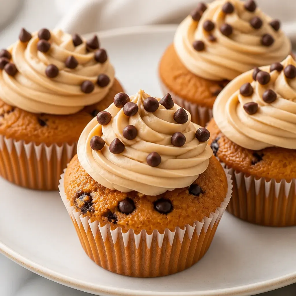 Pumpkin Chip Cupcakes with Brown Sugar Buttercream close-up view