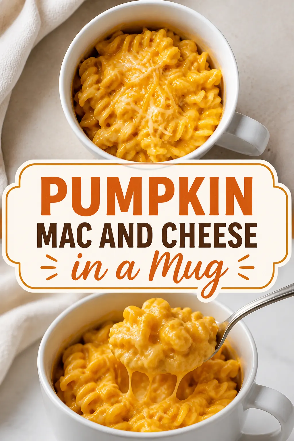 Pumpkin Mac and Cheese in a Mug Pinterest pin