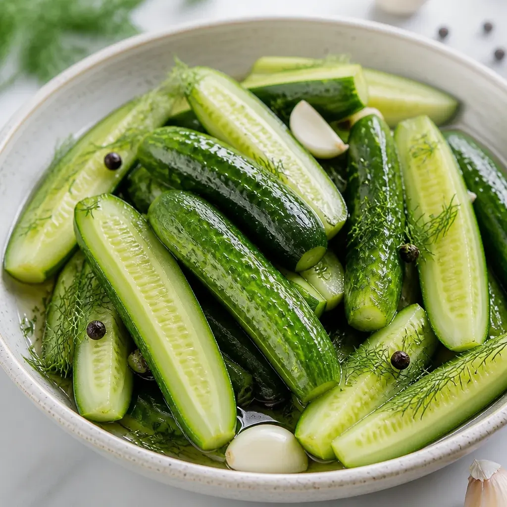 Refrigerator Pickles close-up view