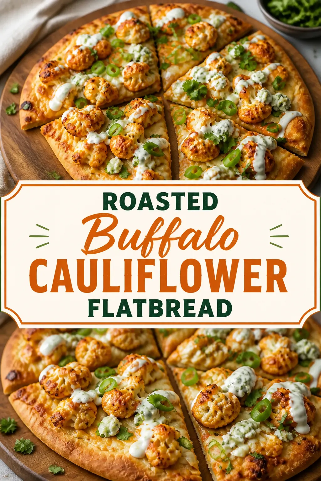 Roasted Buffalo Cauliflower Flatbread Pinterest pin