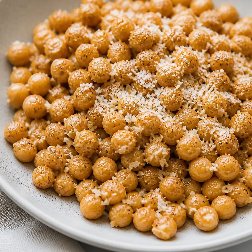 Roasted Chickpeas With Parmesan close-up view
