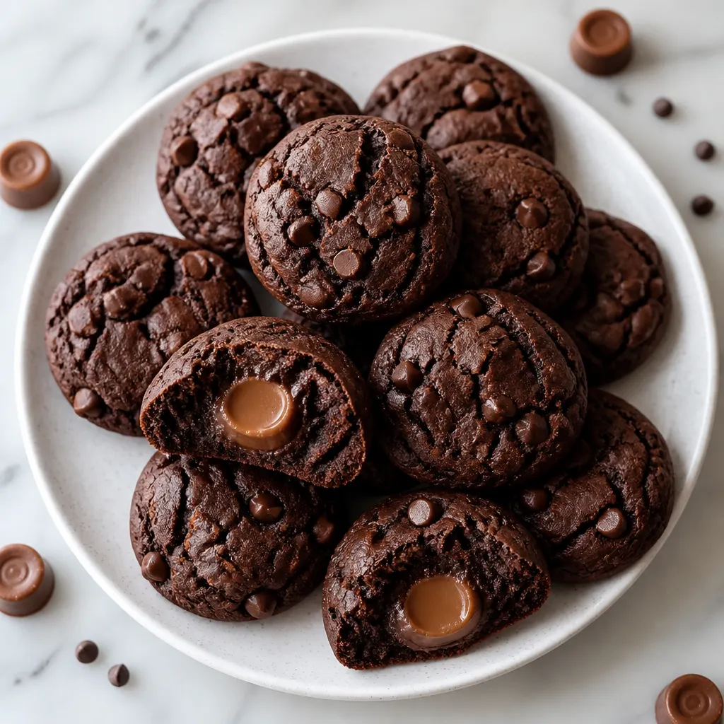 Rolo Stuffed Chocolate Cake Mix Cookies