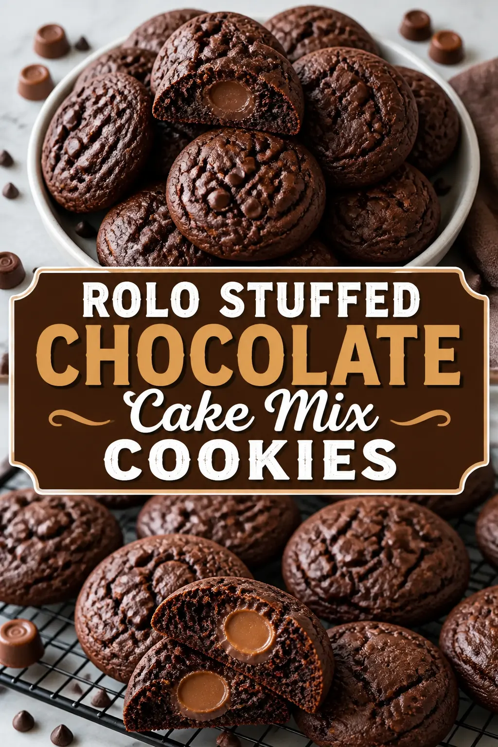 Rolo Stuffed Chocolate Cake Mix Cookies Pinterest pin