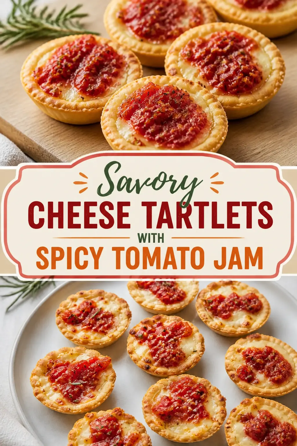 Savory Cheese Tartlets with Spicy Tomato Jam Pinterest pin