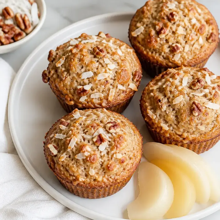 Toasted Coconut & Pecan Pear Muffins