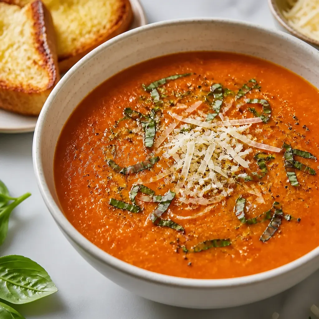 Tomato Basil Soup Recipe close-up view