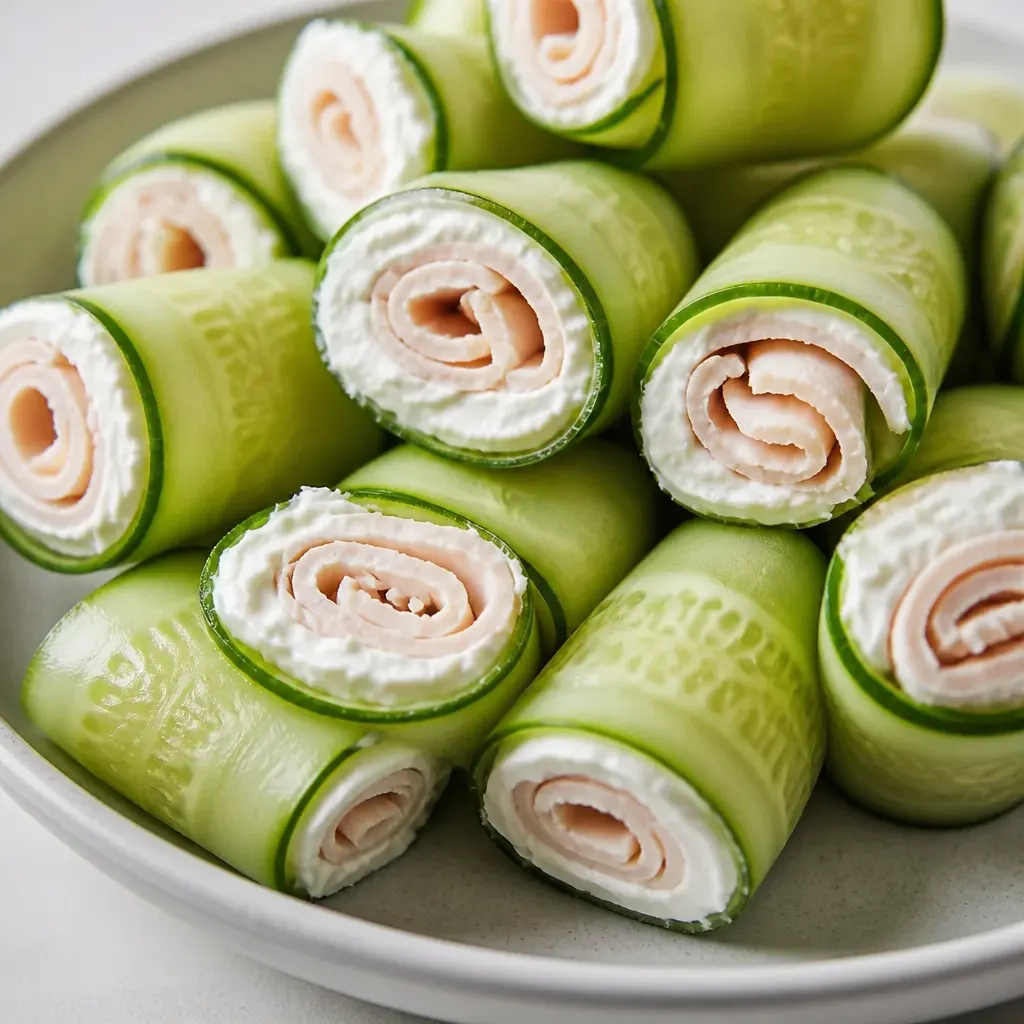 Turkey Cucumber Roll Ups close-up view