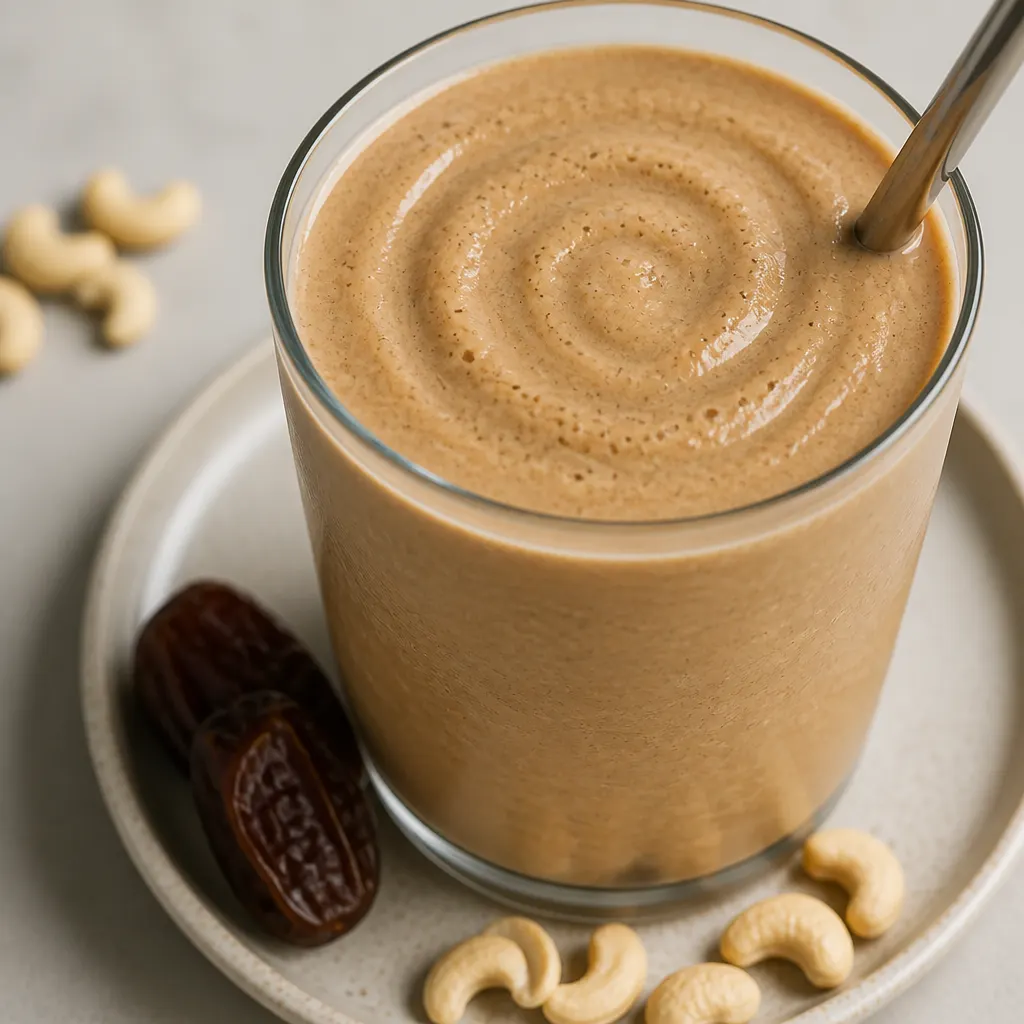 Vegan Maca Caramel Frap close-up view