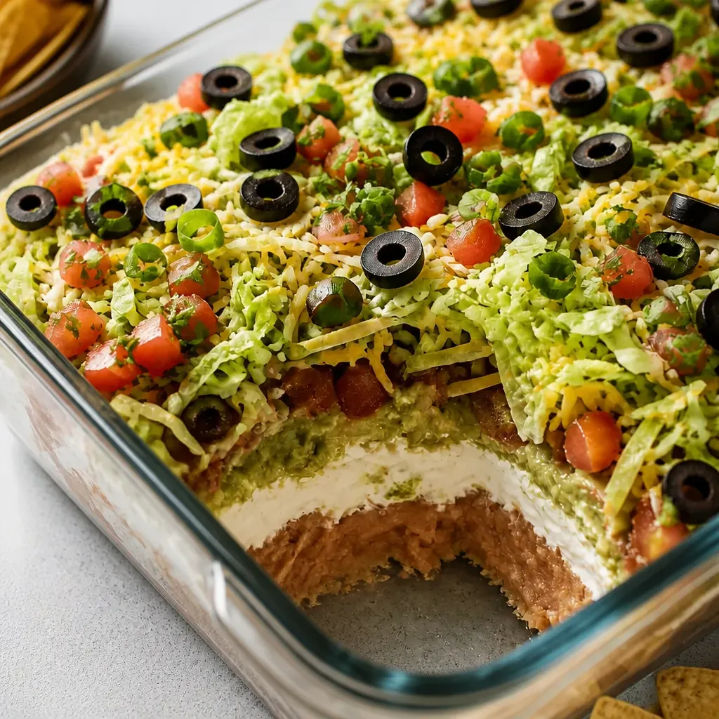 7 Layer Dip close-up view