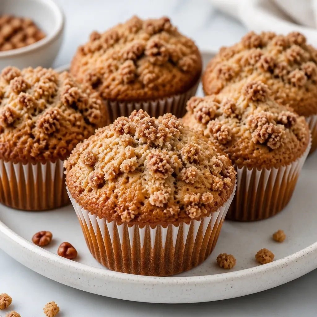 Banana Bread Streusel Muffins close-up view