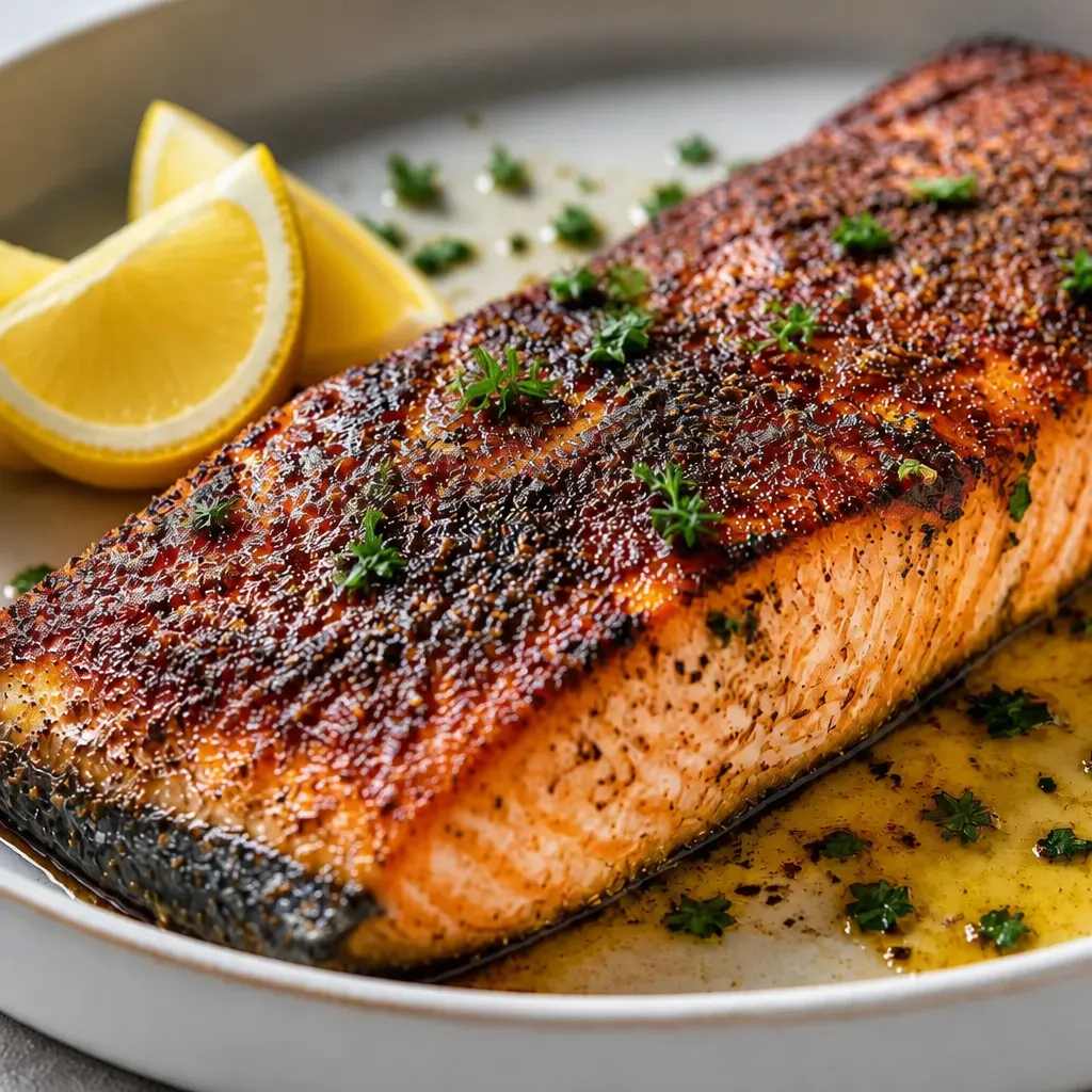 Blackened Salmon close-up view