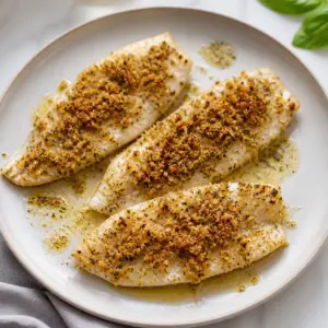Brown Butter Tilapia with Toasted Basil Butter Breadcrumbs