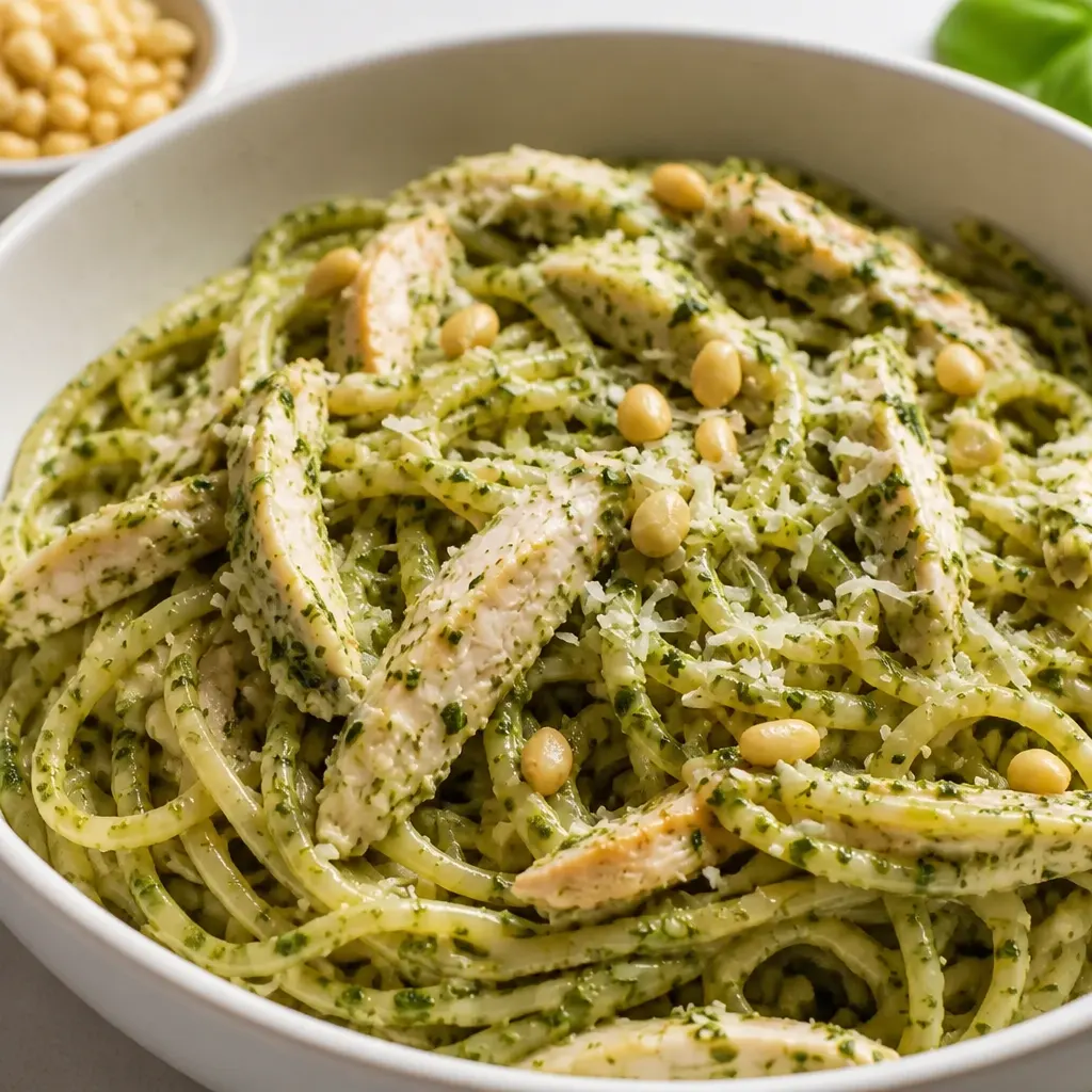 Chicken Pesto Pasta close-up view